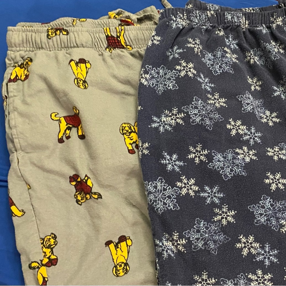 Snowflake & Dog Print Pajama Pants size 4X & 26/28 SHORT Flannel #2008